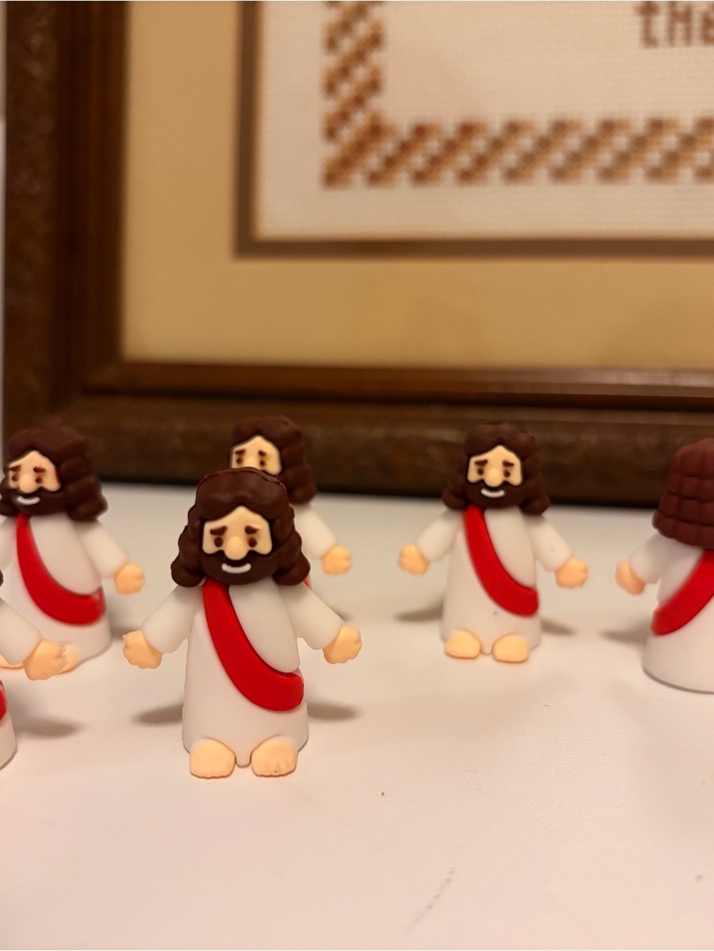 Mini Jesus Figurine Set — White & Red
